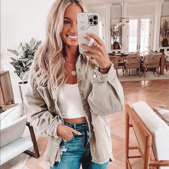 Vici Cotton Distressed Shirt Jacket - Picture 2 of 6